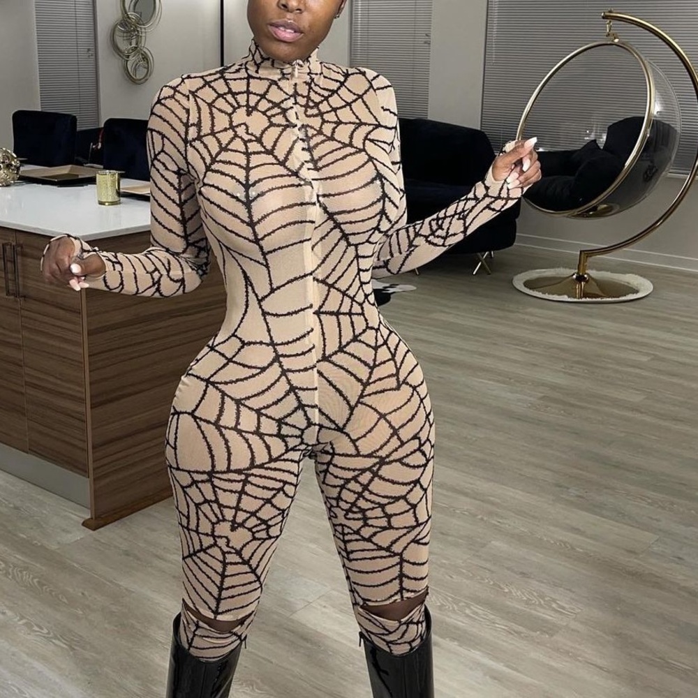 Sexy Sheer Spider Web Jumpsuit